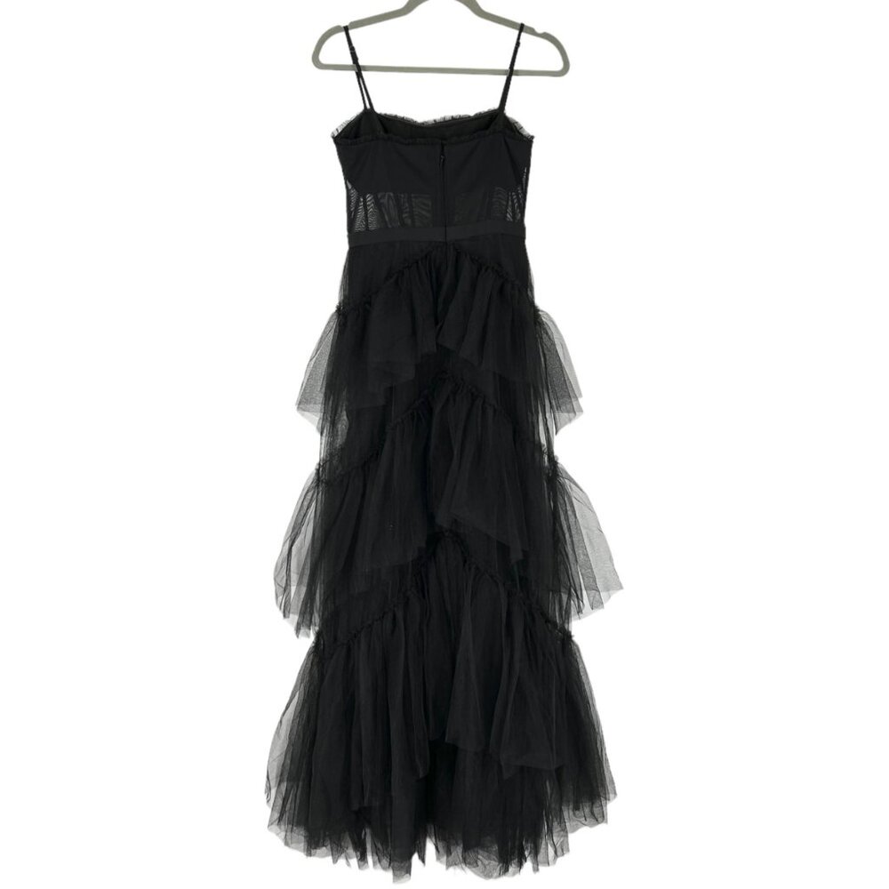 NWT BCBGMaxAzria Corset Tiered Tulle Gown in Black - Picture 4 of 9